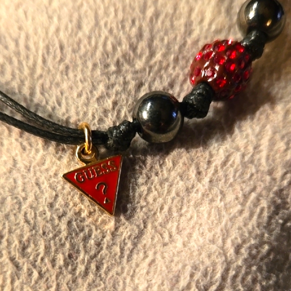 Guess Black and Red Beaded Bracelet